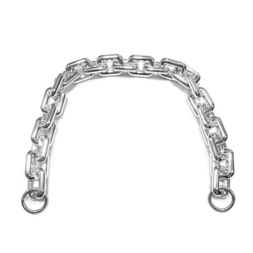 Silver-colored plastic purse chain, 60 cm long.