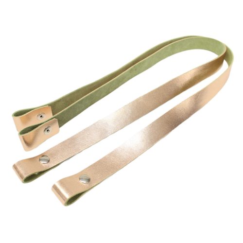 Genuine Leather Bag Handle Set Gold