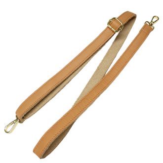   Adjustable Length, Genuine Leather Bag Strap. 2 cm Wide, Gold