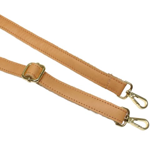 Adjustable Length, Genuine Leather Bag Strap. 2 cm Wide, Gold