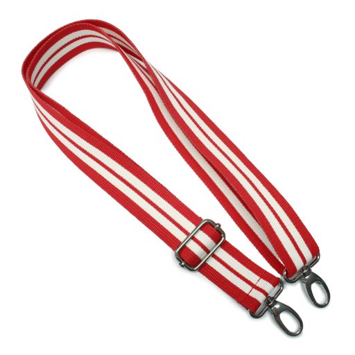 Red White striped wide Handbag Strap, 40 mm