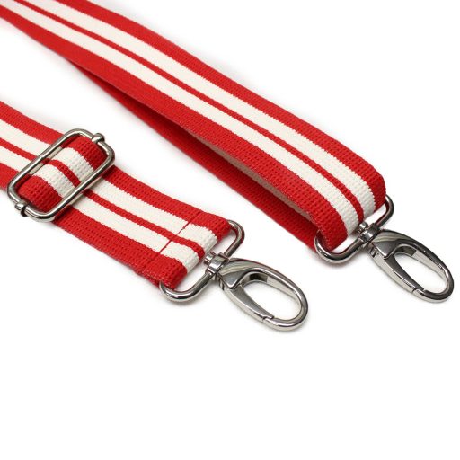 Red White striped wide Handbag Strap, 40 mm