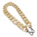 Bone coloured Plastic Handbag Strap Chain, Nickel, 58 cm