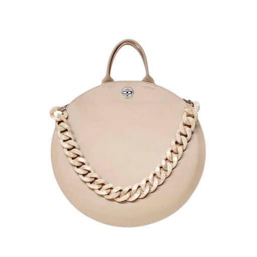 Bone coloured Plastic Handbag Strap Chain, Nickel, 58 cm