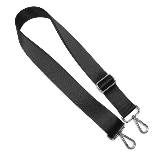 Detachable bag strap, black satin, 4 cm - 1,5" wide