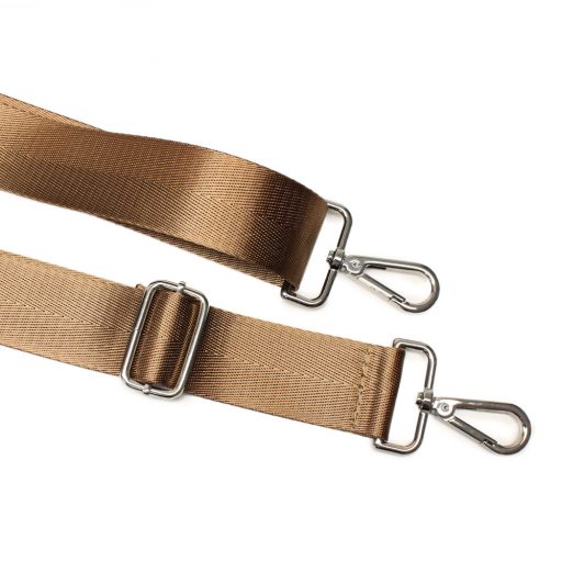 Detachable bag strap, brown satin, 4 cm - 1,5" wide