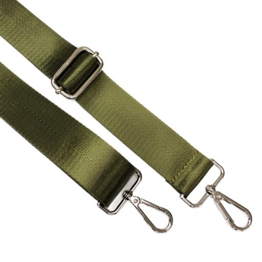 Detachable bag strap, green satin, 4 cm - 1,5" wide