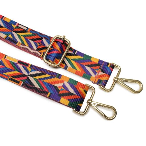 Azték mintás széles táskafül, arany, 40 mm