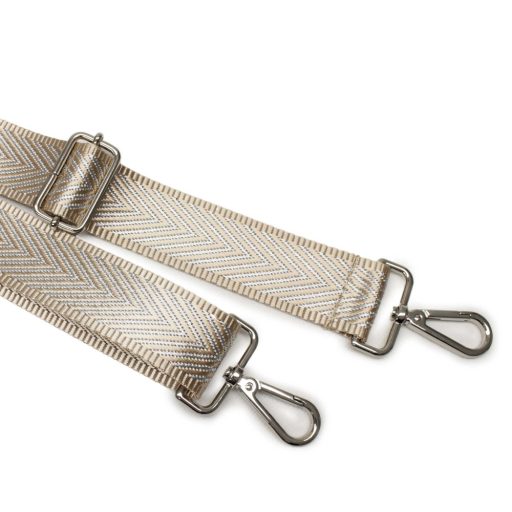 Beige Silver, Wide Handbag Strap, 40 mm, Nickel