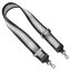 Black - silver striped bag strap with leather adjustments.