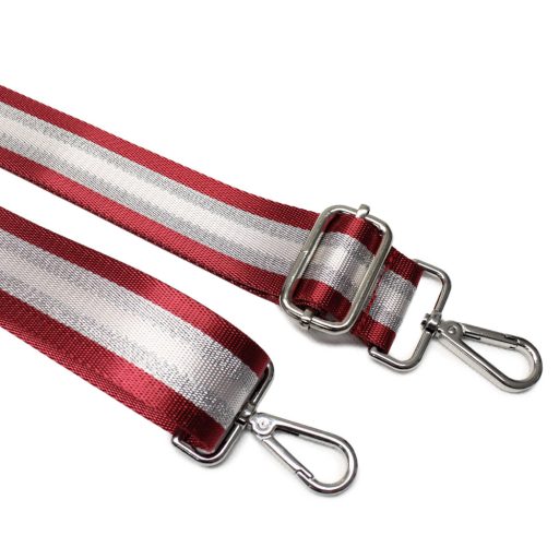 Red striped wide Handbag Strap, 40 mm