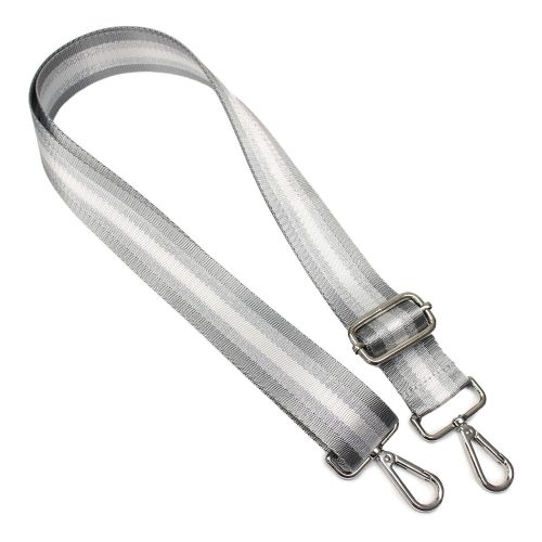 grey-silver striped wide Handbag Strap, 40 mm
