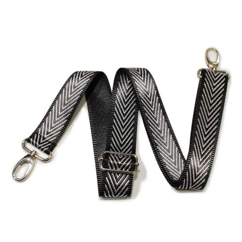 Black Silver, Wide Handbag Strap, 40 mm