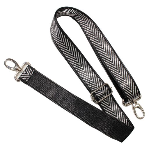 Black Silver, Wide Handbag Strap, 40 mm