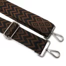 Brown patterned Wide Handbag Strap, Nickel, 50 mm
