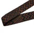 Black - silver striped bag strap with leather adjustments.