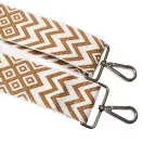 Beige patterned Wide Handbag Strap,Silver, 50 mm