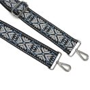 Geometric patterneded Wide Handbag Strap, Blue, Nickel, 50 mm