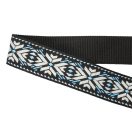 Geometric patterneded Wide Handbag Strap, Blue, Nickel, 50 mm