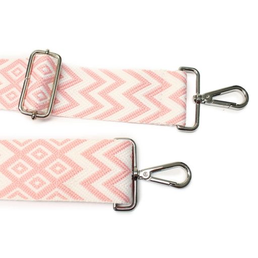 Pink patterned Wide Handbag Strap,Silver, 50 mm