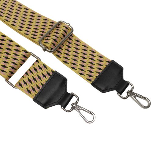 2 inch wide bag strap, yellow - black pattern