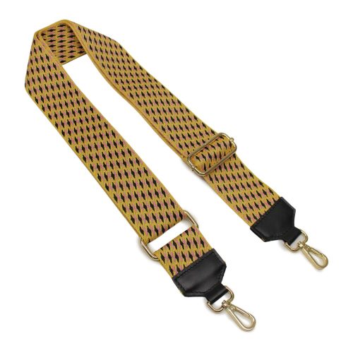 Yellow wide bag strap with leather