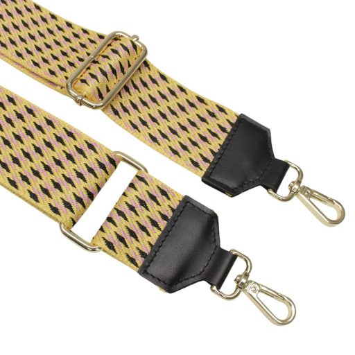 Yellow wide bag strap with leather