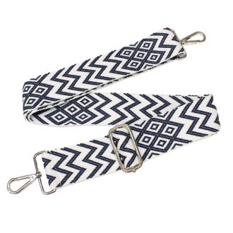 Grey patterned Wide Handbag Strap, Nickel, 50 mm