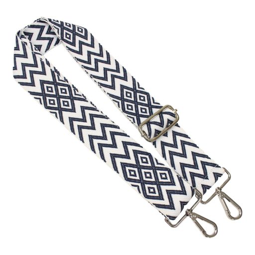 Grey patterned Wide Handbag Strap, Nickel, 50 mm