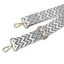Grey patterned Wide Handbag Strap, Gold, 50 mm