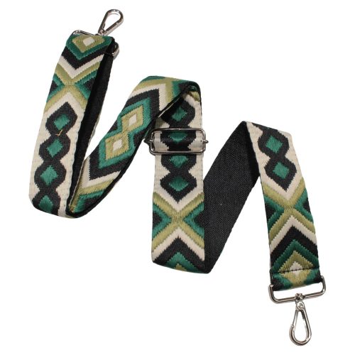 Green patterned, Wide Handbag Strap, 50 mm