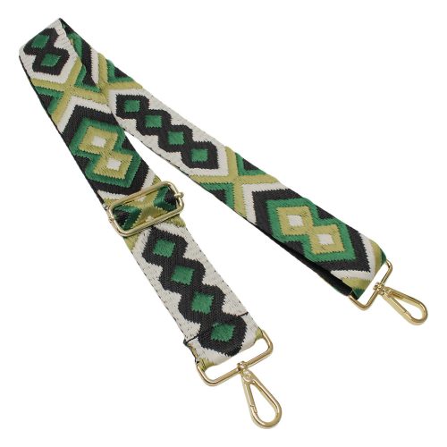 Green patterned, Wide Handbag Strap, 50 mm
