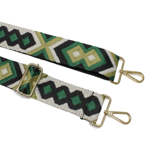 Green patterned, Wide Handbag Strap, 50 mm