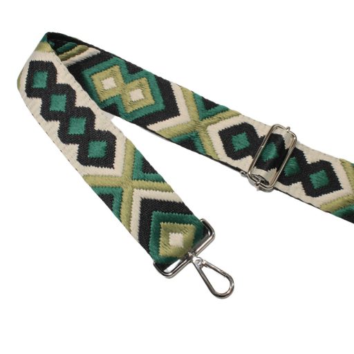 Green patterned, Wide Handbag Strap, 50 mm