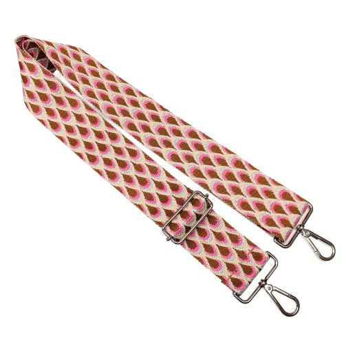 Pink-brown, gold patterned Wide Handbag Strap,  50 mm