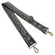 Wide Handbag Strap, adjustable, Yellow patterned, Nickel