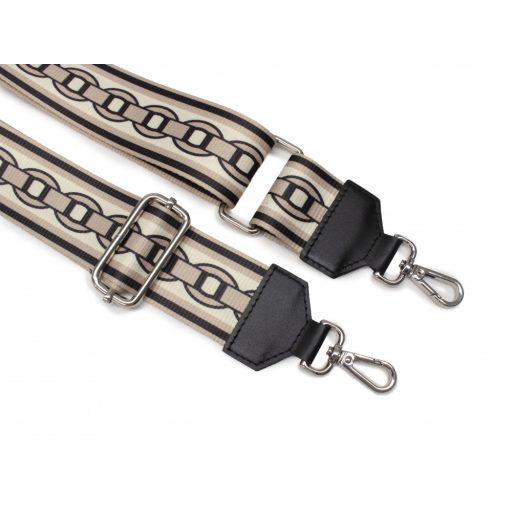 Wide bag strap with chain pattern, beige