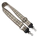 Chain pattern bag strap with leather, beige, gold