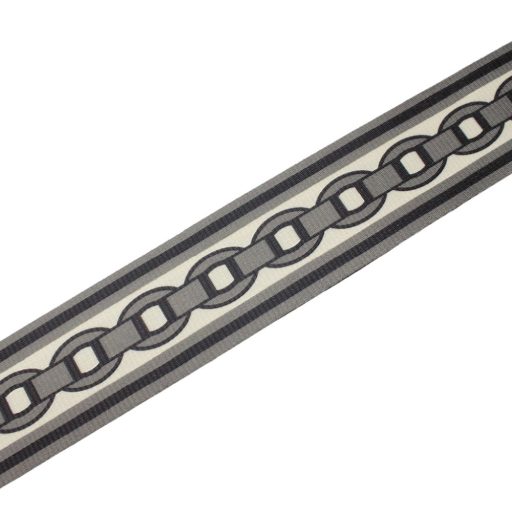 Chain pattern wide bag strap, grey, silver