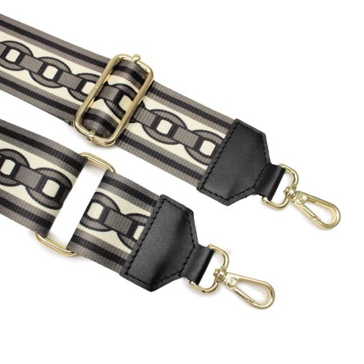 Chain pattern bag strap, 2 inch - 5 cm wide, gray