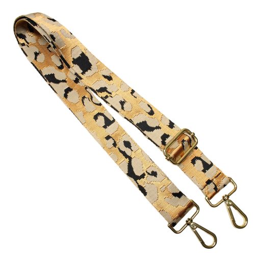 Leopard pattern Handbag Strap, Beige, Gold, 40 mm