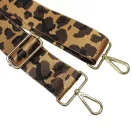 Leopard patterned Wide Handbag Strap, Brown, Gold, 50 mm