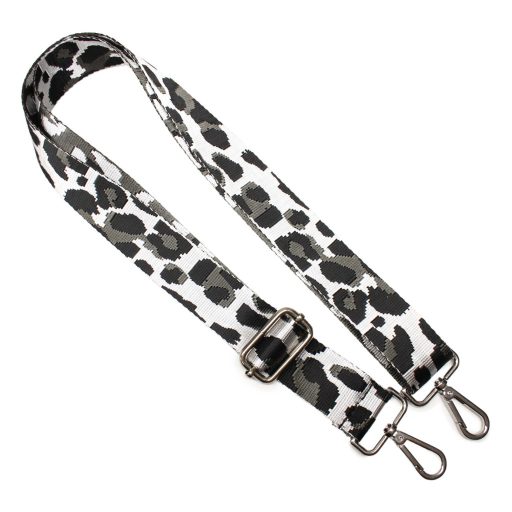 Leopard pattern Handbag Strap, Black White, Silver, 40 mm
