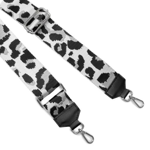 Black white leoprad pattern bag strap