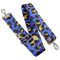 Leopard patterned Wide Handbag Strap, Blue, Nickel, 50 mm