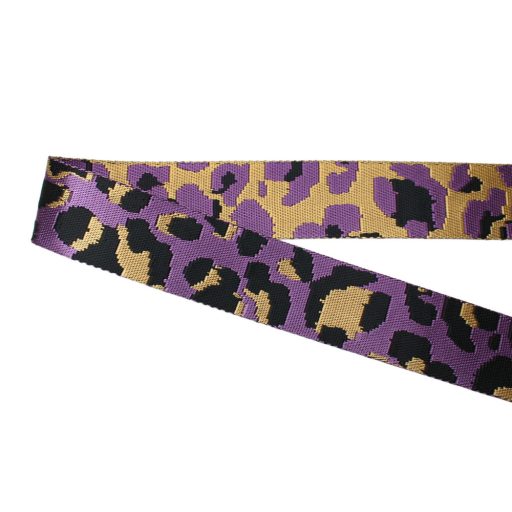 Leopard patterned Wide Handbag Strap, Purple, Nickel, 50 mm