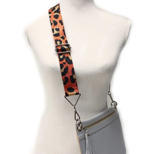 Leopard pattern Handbag Strap, 40 mm, orange