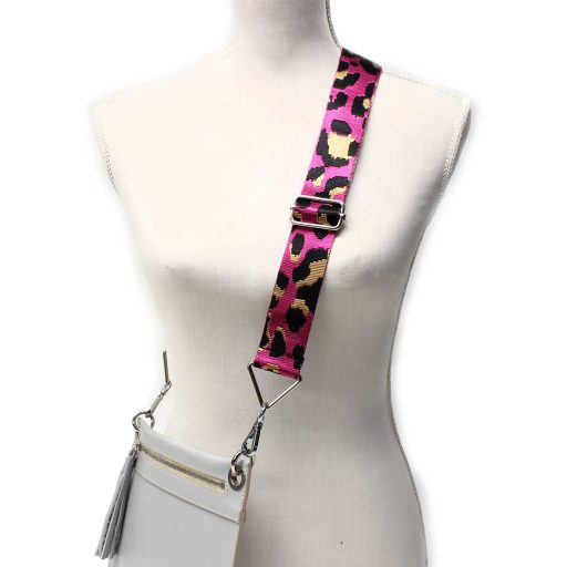 Leopard pattern Handbag Strap, 40 mm, pink