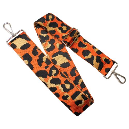 Leopard patterned Wide Handbag Strap, orange, Nickel, 50 mm