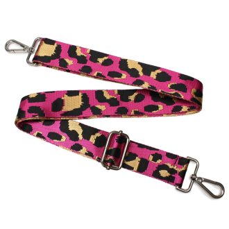 Leopard pattern Handbag Strap,Pink, Silver, 40 mm